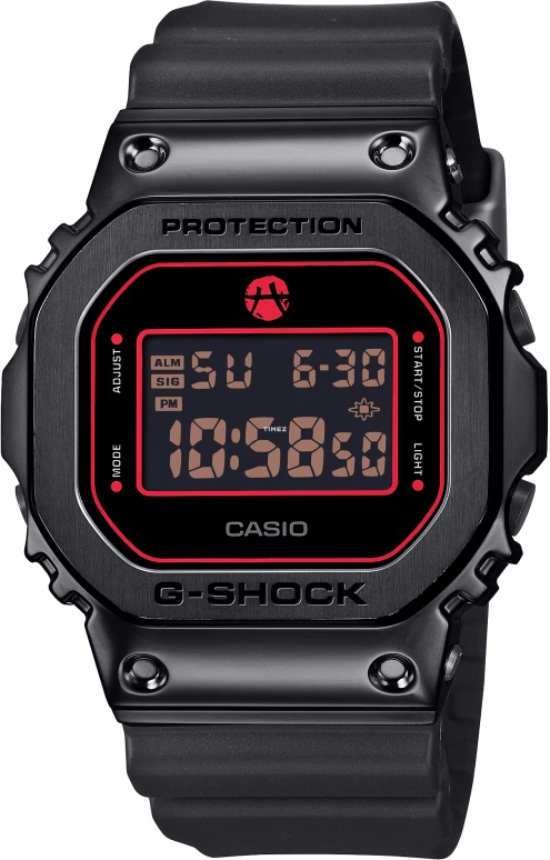 卡西欧,G-SHOCK 49.60x43.20毫米,49.60x43.20毫米,合成树脂,精钢,双色,黑色,红色,石英,倒计时,计时,月历,星期历,矿物水晶,方形,GM5600RH,GM5600RH-1