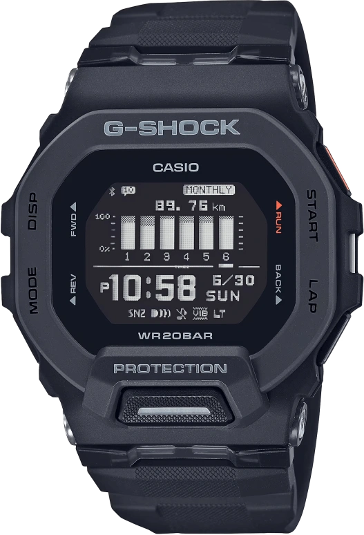 卡西欧,G-SHOCK 48.40x45.90毫米,48.40x45.90毫米,合成树脂,黑色,石英,倒计时,计时,月历,星期历,矿物水晶,方形,GBD200,GBD200-1