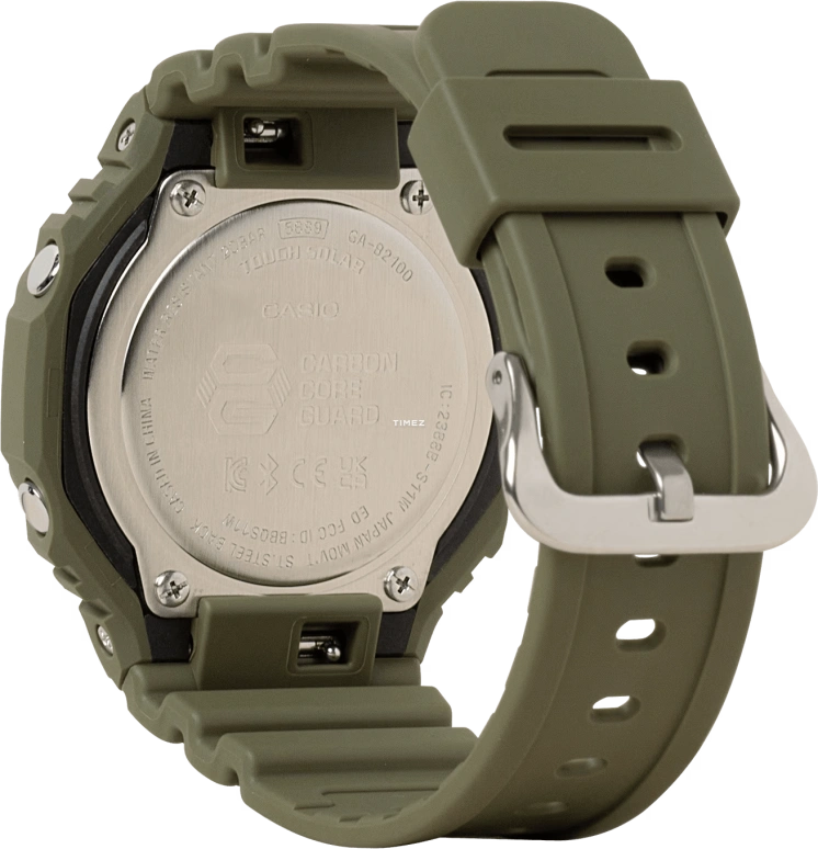 卡西欧,G-SHOCK 48.50x45.40毫米,48.50x45.40毫米,合成树脂,碳纤维,墨绿色,石英,倒计时,计时,月历,星期历,矿物水晶,圆形,GAB2100FC,GAB2100FC-3A