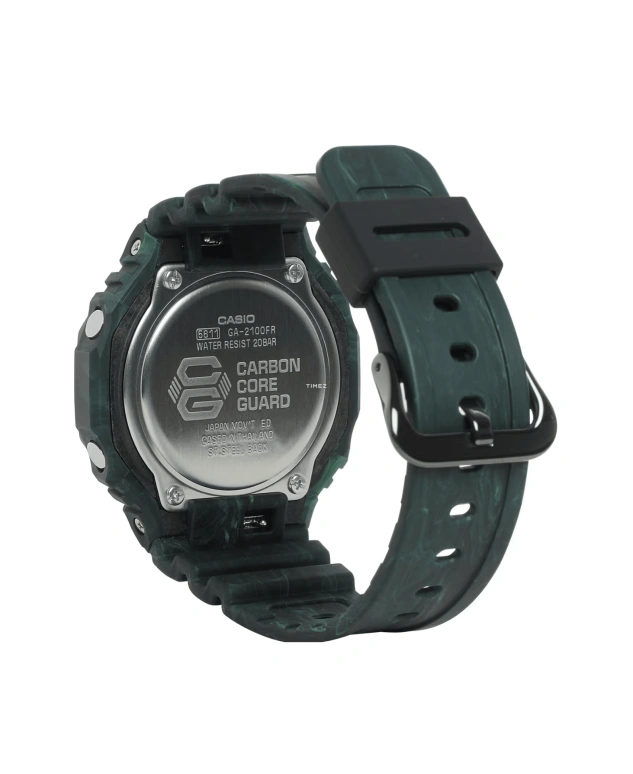 卡西欧,G-SHOCK 48.50x45.40毫米,48.50x45.40毫米,合成树脂,碳纤维,黑色,石英,倒计时,计时,月历,星期历,矿物水晶,圆形,GA2100FR,GA2100FR-3A