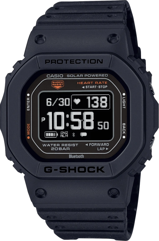 卡西欧,G-SHOCK 51.10x44.50毫米,51.10x44.50毫米,生物基,黑色,石英,计时,月相,月历,星期历,矿物水晶,方形,DW,DW-H5600-1