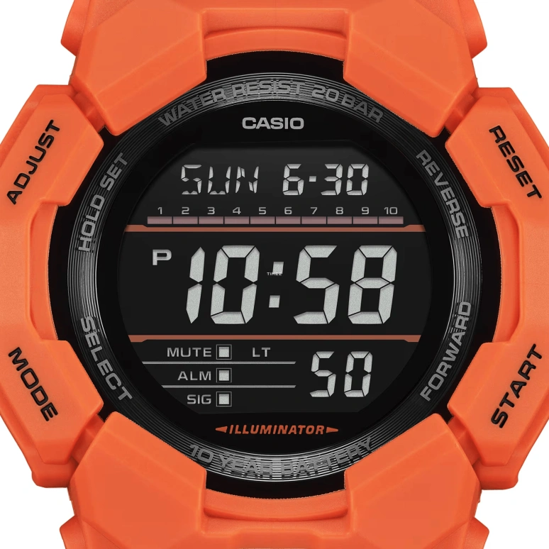 卡西欧,G-SHOCK 51.90毫米,51.90毫米,生物基,碳纤维,合成树脂,黑色,石英,倒计时,计时,月历,星期历,矿物水晶,圆形,GD010,GD010-4