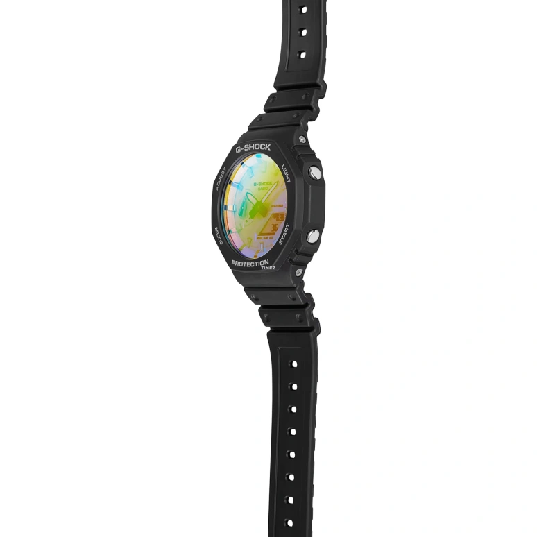 卡西欧,G-SHOCK 48.50x45.40毫米,48.50x45.40毫米,合成树脂,碳纤维,渐变色,蓝色,石英,倒计时,计时,月历,星期历,矿物水晶,八角形,GA2100SR,GA2100SR-1A