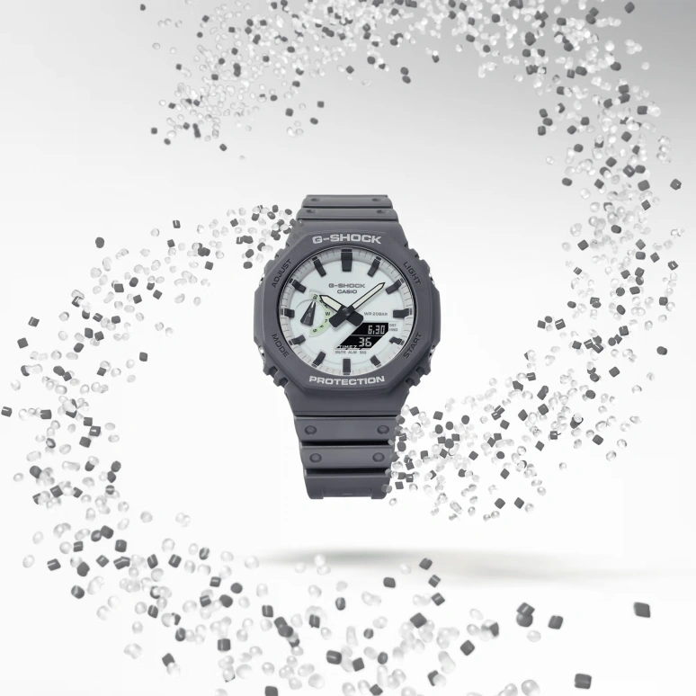 卡西欧,G-SHOCK 48.50x45.40毫米,48.50x45.40毫米,碳纤维,生物基,合成树脂,白色,石英,倒计时,计时,月历,星期历,矿物水晶,八角形,GA2100HD,GA2100HD-8A