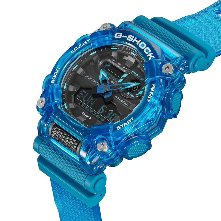 卡西欧,G-SHOCK 49.50毫米,49.50毫米,合成树脂,黑色,石英,倒计时,计时,月历,星期历,矿物水晶,圆形,GA900SKL,GA900SKL-2A