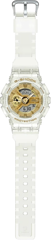 卡西欧,G-SHOCK 49x45.90毫米,49x45.90毫米,合成树脂,黄金色,灰色,石英,倒计时,计时,月历,星期历,矿物水晶,圆形,GMAS110SG,GMAS110SG-7A