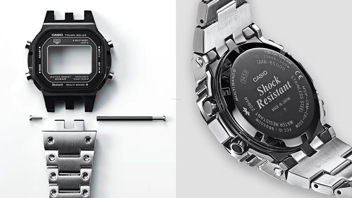 卡西欧,G-SHOCK 49.30x43.20毫米,49.30x43.20毫米,精钢,黑色,石英,倒计时,计时,月历,星期历,矿物水晶,方形,GMWB5000D,GMWB5000D-1C