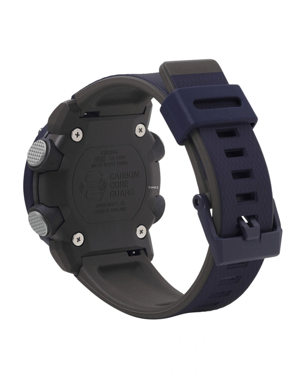 卡西欧,G-SHOCK 47毫米,47毫米,碳纤维,合成树脂,蓝色,石英,倒计时,计时,月历,星期历,矿物水晶,圆形,GA2000,GA2000-2A