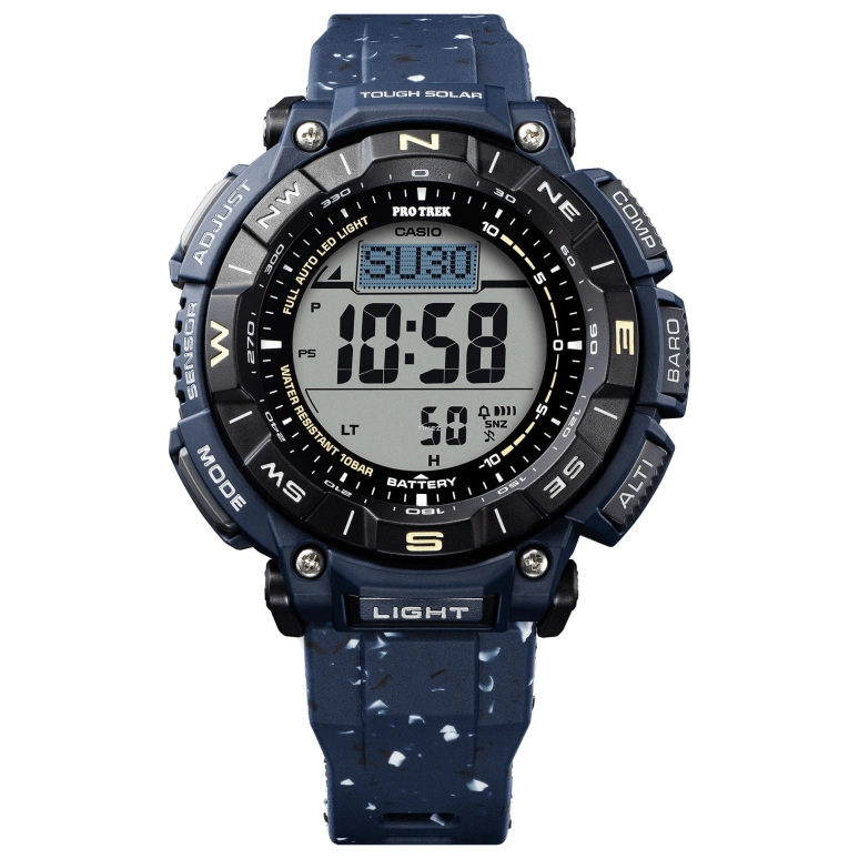 卡西欧,PROTREK 54.70x51.70毫米,54.70x51.70毫米,生物基,合成树脂,灰色,石英,倒计时,计时,月历,星期历,矿物水晶,玻璃,圆形,PRG340SC,PRG340SC-2