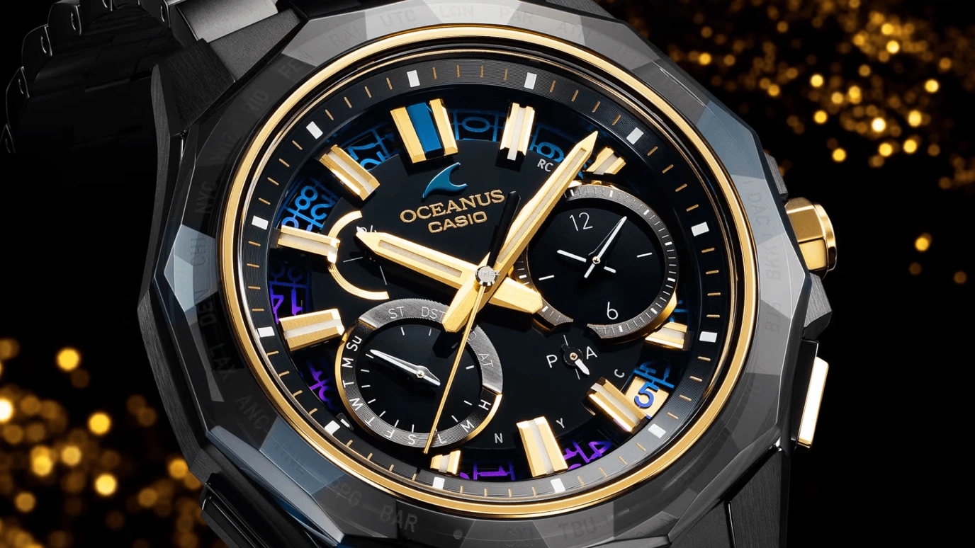 卡西欧,OCEANUS 47.50x42.80毫米,47.50x42.80毫米,钛,黑色,石英,计时,星期历,日历,世界时,蓝宝石,水晶玻璃,圆形,OCWSG1000ZE1A