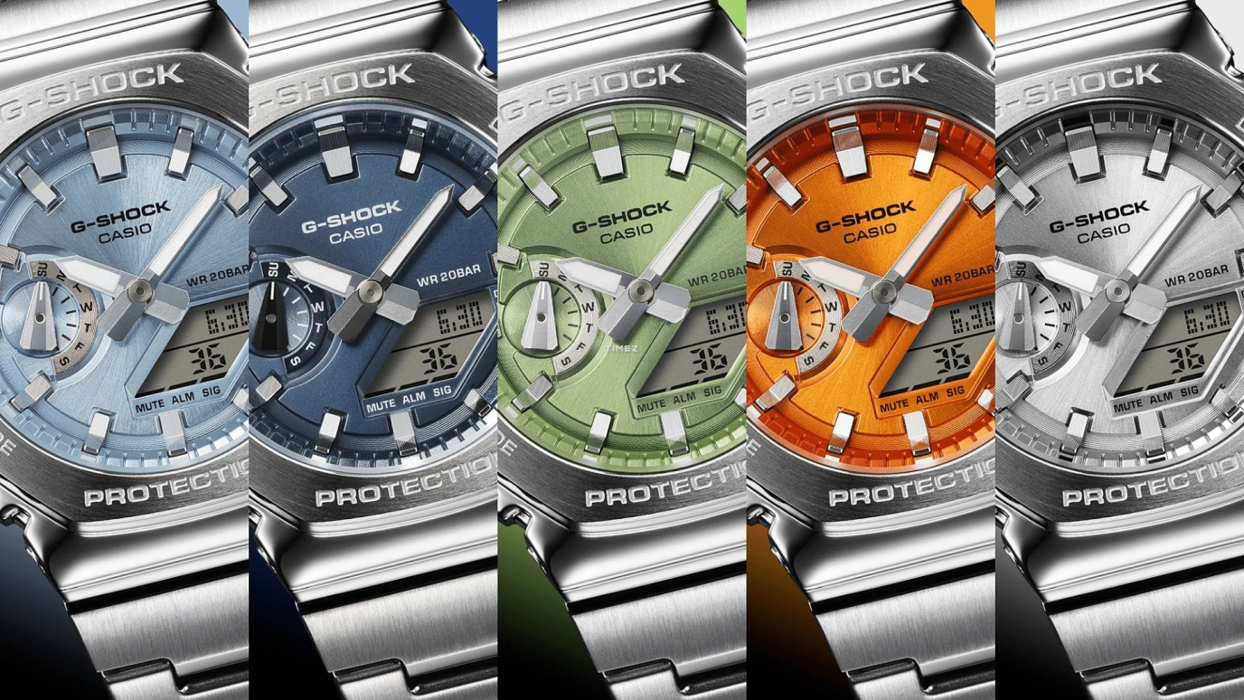 卡西欧,G-SHOCK 44.40毫米,44.40毫米,不锈钢,银色,石英,倒计时,计时,月历,星期历,矿物水晶,八角形,GM2110D,GM2110D-7A