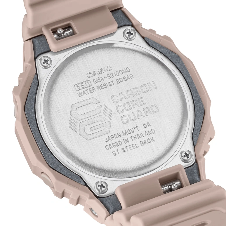 卡西欧,G-SHOCK 42.90毫米,42.90毫米,碳纤维,合成树脂,玫瑰金色,石英,倒计时,计时,月历,星期历,矿物水晶,八角形,GMAS2100MD4A