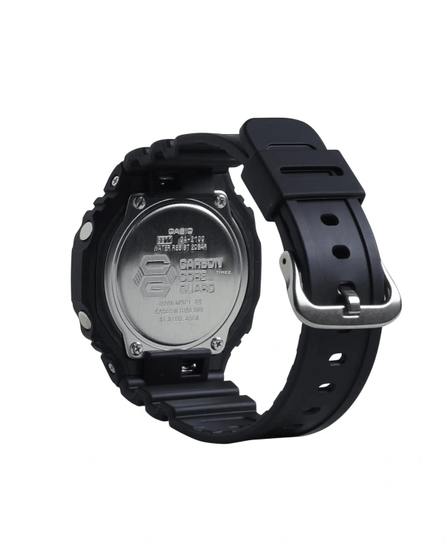 卡西欧,G-SHOCK 45.40毫米,45.40毫米,碳纤维,合成树脂,黑色,石英,倒计时,计时,月历,星期历,矿物水晶,八角形,GA2100,GA2100-1A4