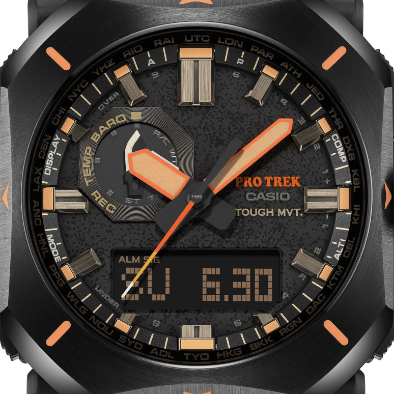 卡西欧,PROTREK 49.60x44.80毫米,49.60x44.80毫米,合成树脂,黑色,石英,倒计时,计时,月历,星期历,矿物水晶,方形,PRW6900YL,PRW6900YL-5