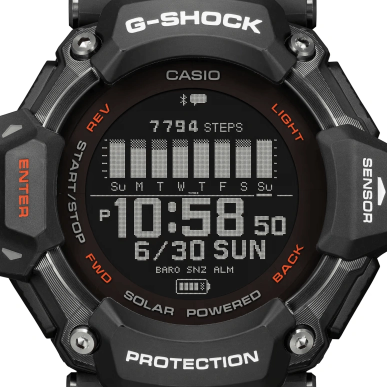 卡西欧,G-SHOCK 52.60毫米,52.60毫米,生物基,合成树脂,黑色,处理器,倒计时,计时,月历,星期历,矿物水晶,圆形,GBDH2000,GBDH2000-1A