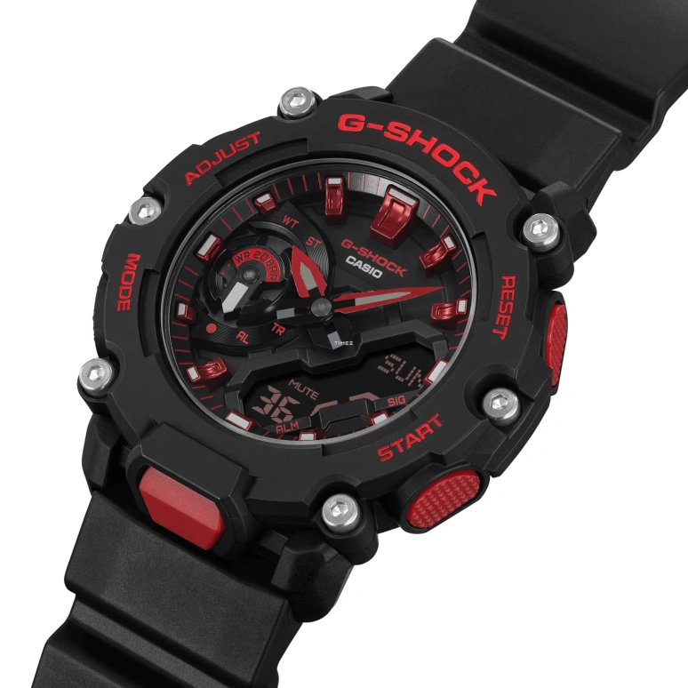 卡西欧,G-SHOCK 47.10毫米,47.10毫米,合成树脂,碳纤维,黑色,石英,倒计时,计时,月历,星期历,矿物水晶,圆形,GA2200BNR,GA2200BNR-1A