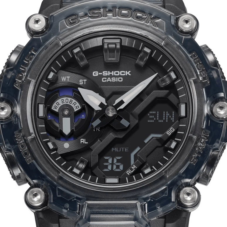 卡西欧,G-SHOCK 50.80x47.10毫米,50.80x47.10毫米,合成树脂,黑色,石英,倒计时,计时,月历,星期历,矿物水晶,圆形,GA2200SKL,GA2200SKL-8A