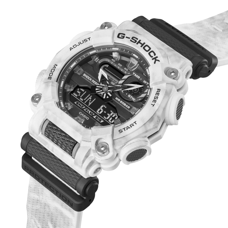 卡西欧,G-SHOCK 52.80x49.50毫米,52.80x49.50毫米,合成树脂,黑色,石英,倒计时,计时,月历,星期历,矿物水晶,圆形,GA900GC,GA900GC-7A