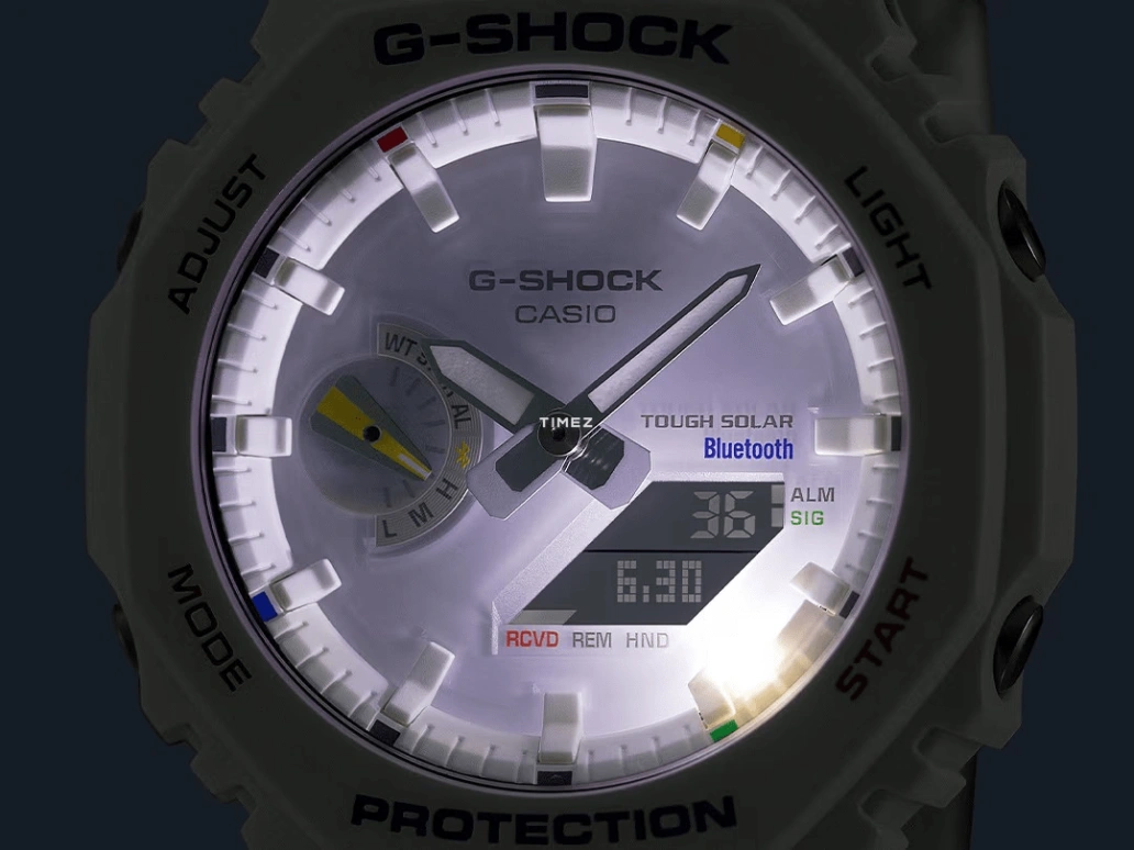 卡西欧,G-SHOCK 48.50x45.40毫米,48.50x45.40毫米,合成树脂,碳纤维,银色,石英,倒计时,计时,月历,星期历,矿物水晶,圆形,GAB2100FC,GAB2100FC-7A