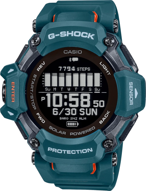 卡西欧,G-SHOCK 59.60x52.60毫米,59.60x52.60毫米,生物基,合成树脂,黑色,石英,倒计时,计时,月历,星期历,矿物水晶,圆形,GBDH2000,GBDH2000-2