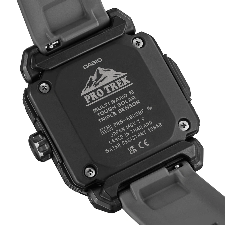 卡西欧,PROTREK 49.60x44.80毫米,49.60x44.80毫米,生物基,不锈钢,黑色,石英,倒计时,计时,月历,星期历,树脂,玻璃,八角形,PRW6900BF,PRW6900BF-1