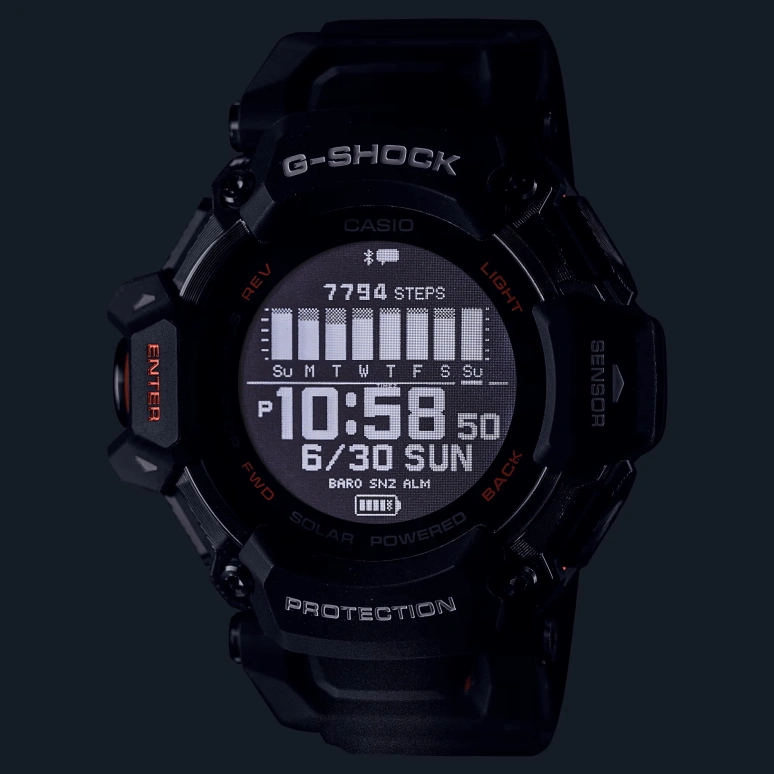 卡西欧,G-SHOCK 52.60毫米,52.60毫米,生物基,合成树脂,黑色,处理器,倒计时,计时,月历,星期历,矿物水晶,圆形,GBDH2000,GBDH2000-1A