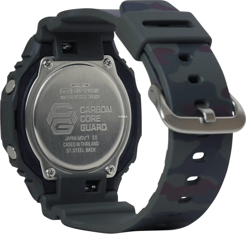 卡西欧,G-SHOCK 48.50x45.40毫米,48.50x45.40毫米,合成树脂,碳纤维,黑色,石英,倒计时,计时,月历,星期历,矿物水晶,圆形,GAE2100WE,GAE2100WE-3A