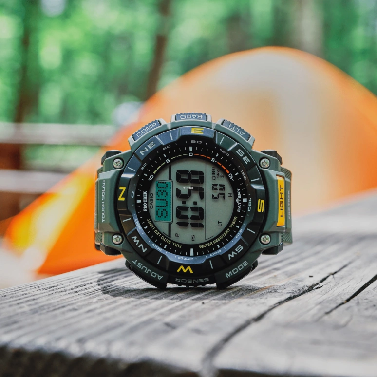 Casio,PROTREK 54.70x51.70mm,54.70x51.70mm,Bio-sourced,Grey,Quartz,Countdown,Chronograph,Month,Date,Hardlex,Glass,Round,PRG340,PRG340-3