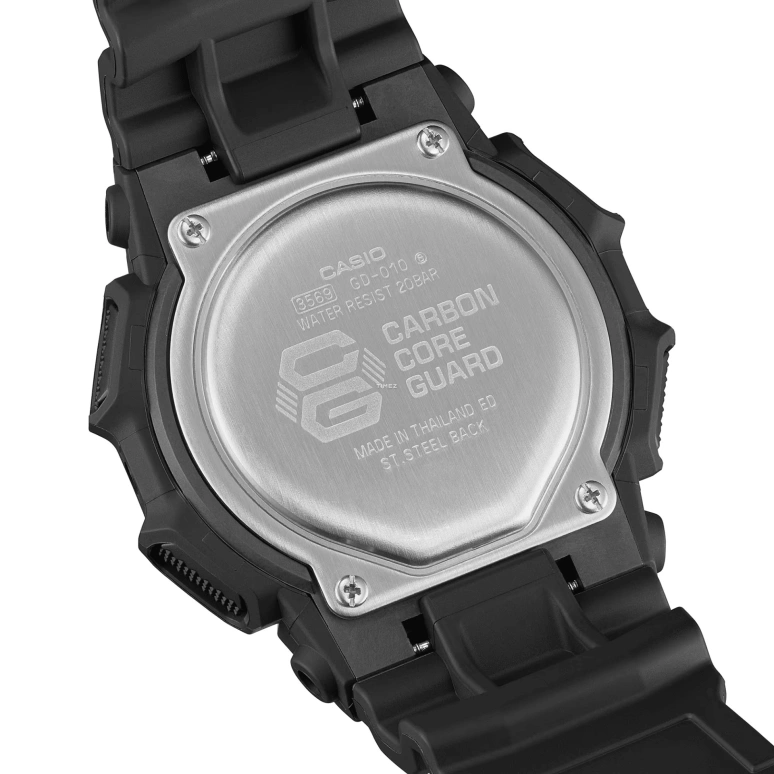 卡西欧,G-SHOCK 51.90毫米,51.90毫米,生物基,碳纤维,合成树脂,灰色,石英,倒计时,计时,月历,星期历,矿物水晶,圆形,GD010,GD010-1