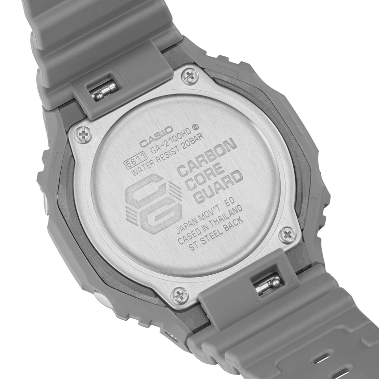 卡西欧,G-SHOCK 48.50x45.40毫米,48.50x45.40毫米,碳纤维,生物基,合成树脂,白色,石英,倒计时,计时,月历,星期历,矿物水晶,八角形,GA2100HD,GA2100HD-8A