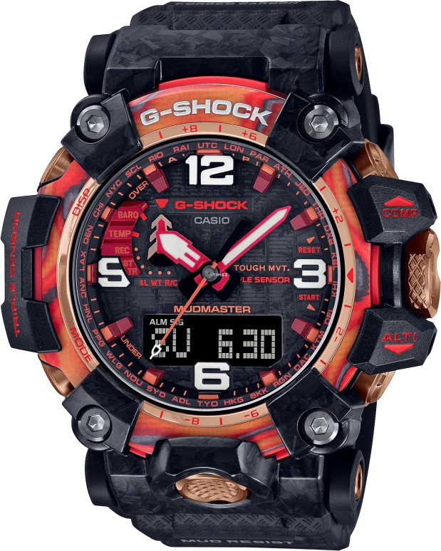 卡西欧,Mudmaster 54.40毫米,54.40毫米,合成树脂,黑色,石英,倒计时,计时,月历,星期历,蓝宝石,圆形,GWG2040FR,GWG2040FR-1A