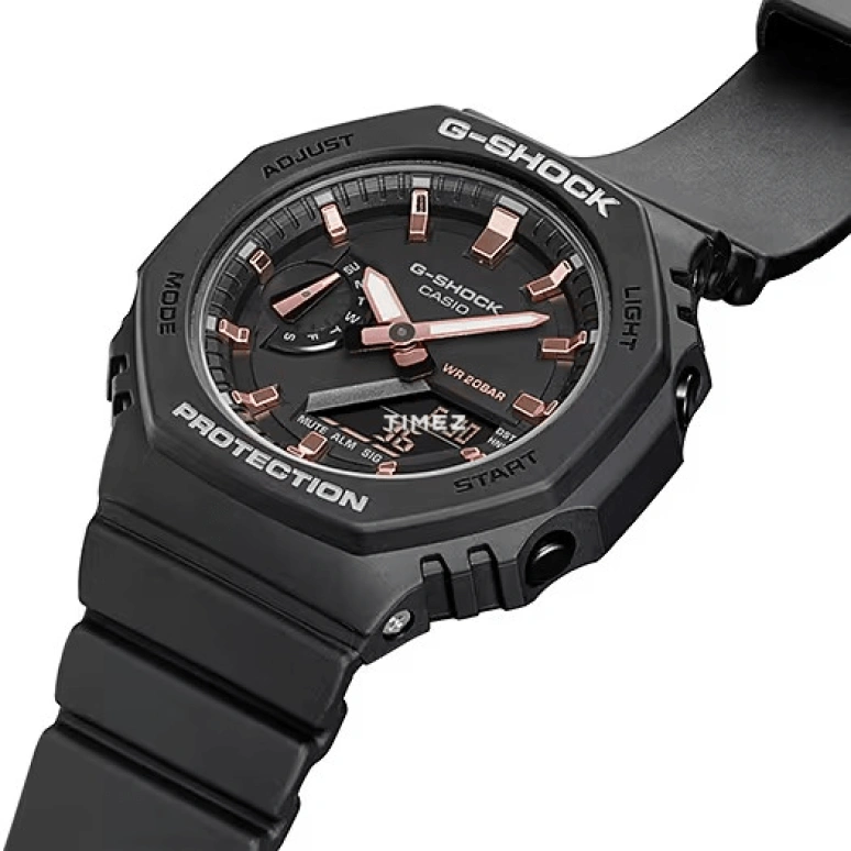 卡西欧,G-SHOCK 42.90毫米,42.90毫米,碳纤维,合成树脂,黑色,石英,倒计时,计时,月历,星期历,矿物水晶,八角形,GMAS2100,GMAS2100-1A