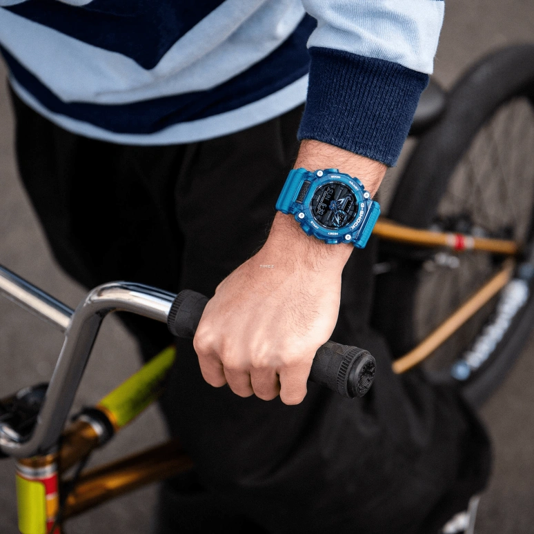 卡西欧,G-SHOCK 49.50毫米,49.50毫米,合成树脂,黑色,石英,倒计时,计时,月历,星期历,矿物水晶,圆形,GA900SKL,GA900SKL-2A