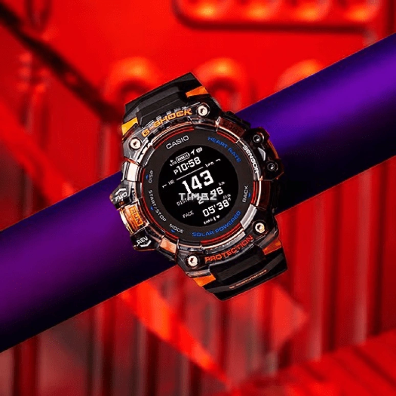 卡西欧,G-SHOCK 55毫米,55毫米,合成树脂,黑色,处理器,倒计时,计时,月历,星期历,矿物水晶,圆形,GBDH1000,GBDH1000-1A4