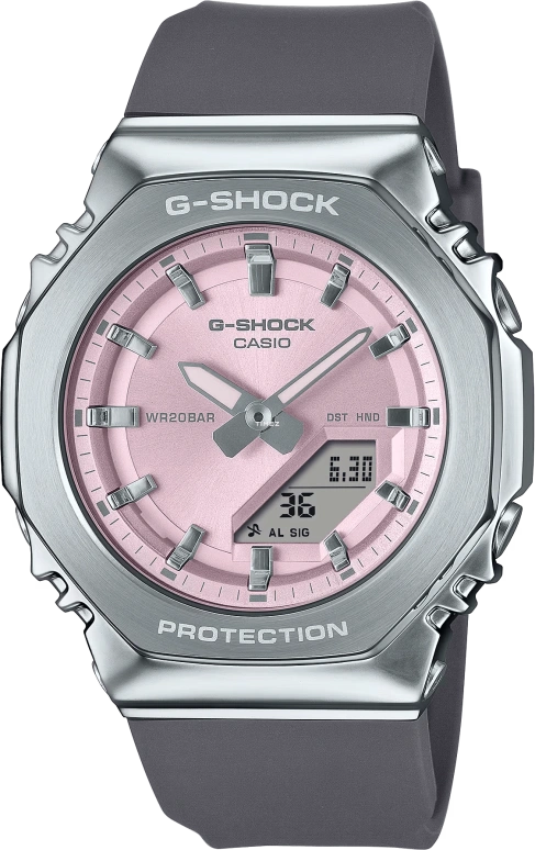 卡西欧,G-SHOCK 45.90x40.50毫米,45.90x40.50毫米,合成树脂,粉红色,石英,倒计时,计时,月历,星期历,矿物水晶,八角形,GMS2110,GMS2110-4A