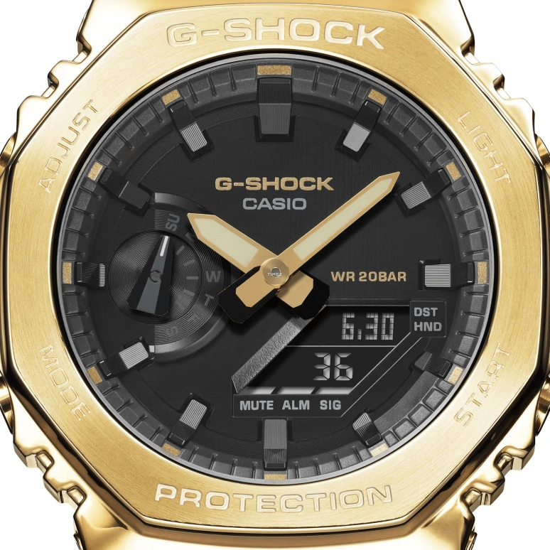 卡西欧,G-STEEL 49.30x44.40毫米,49.30x44.40毫米,合成树脂,黑色,石英,倒计时,计时,月历,星期历,矿物水晶,八角形,GM2100G,GM2100G-1A9
