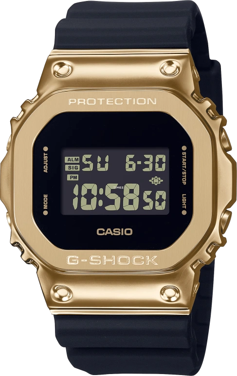 卡西欧,G-SHOCK 49.60x43.20毫米,49.60x43.20毫米,合成树脂,精钢,黑色,石英,倒计时,计时,月历,星期历,矿物水晶,方形,GM5600G,GM5600G-9