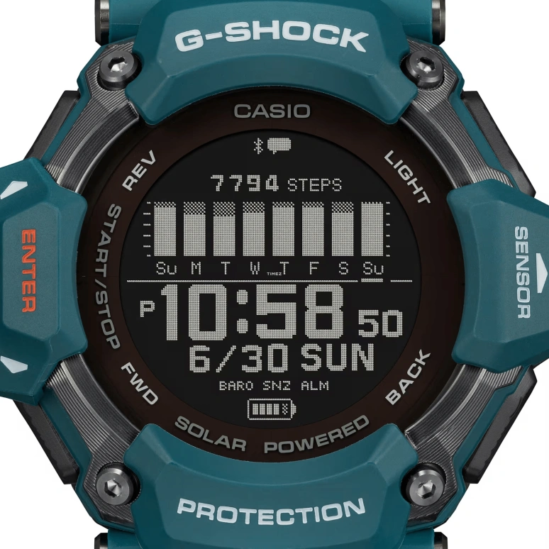 卡西欧,G-SHOCK 59.60x52.60毫米,59.60x52.60毫米,生物基,合成树脂,黑色,石英,倒计时,计时,月历,星期历,矿物水晶,圆形,GBDH2000,GBDH2000-2