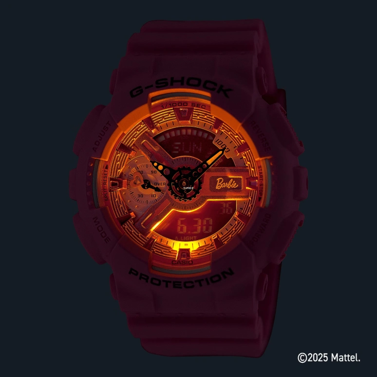 卡西欧,G-SHOCK 45.90毫米,45.90毫米,合成树脂,粉红色,石英,倒计时,计时,月历,星期历,矿物水晶,圆形,GMAS110BE,GMAS110BE-4A
