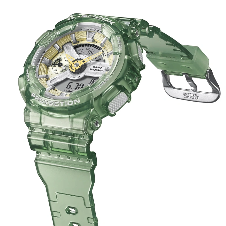 卡西欧,G-SHOCK 45.90毫米,45.90毫米,合成树脂,黄色,灰色,石英,倒计时,计时,月历,星期历,矿物水晶,圆形,GMAS110GS,GMAS110GS-3A