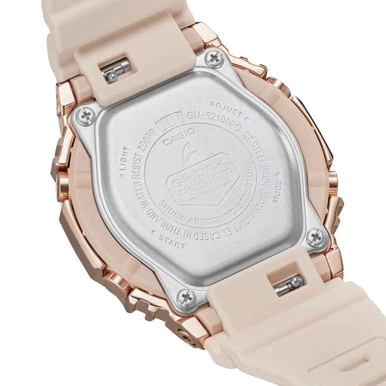卡西欧,G-SHOCK 40.40毫米,40.40毫米,合成树脂,粉金色,石英,倒计时,计时,月历,星期历,矿物水晶,八角形,GMS2100PG,GMS2100PG-4A