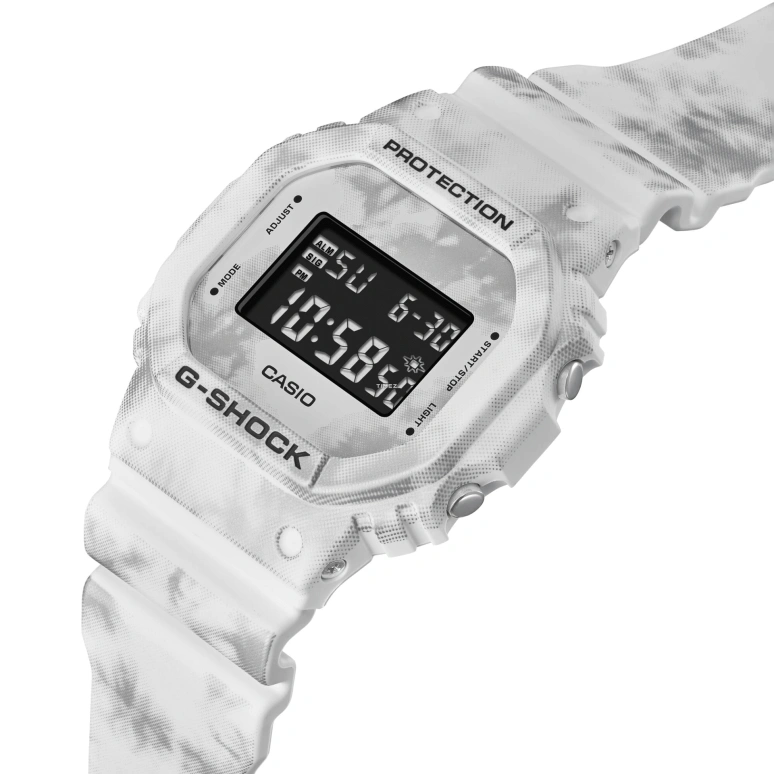 卡西欧,G-SHOCK 48.90x42.80毫米,48.90x42.80毫米,合成树脂,黑色,白色,灰色,石英,倒计时,计时,月历,星期历,矿物水晶,方形,DW5600GC,DW5600GC-7
