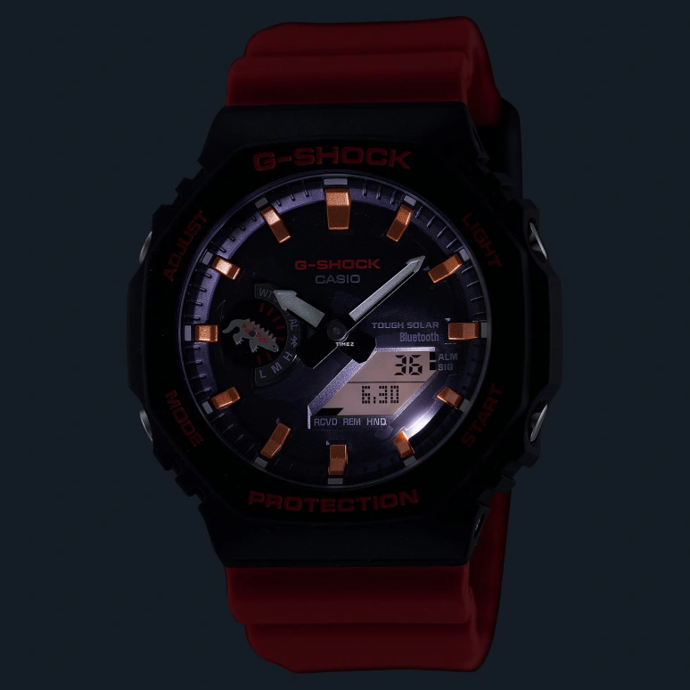 卡西欧,G-SHOCK 45.40毫米,45.40毫米,碳纤维,生物基,合成树脂,黑色,石英,倒计时,计时,月历,星期历,矿物水晶,八角形,GAB2100CD1A4