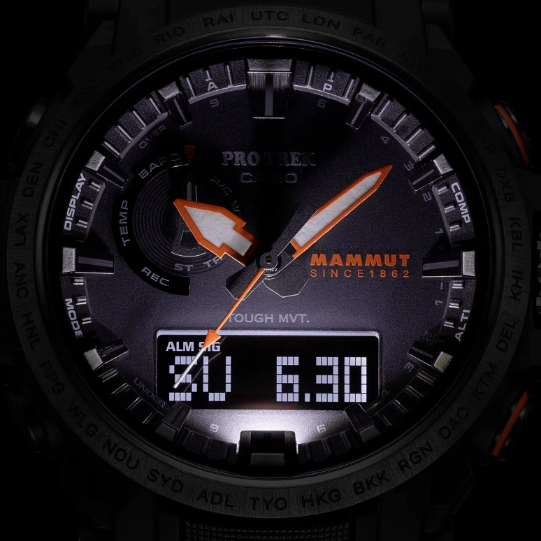 卡西欧,PROTREK 51x47.40毫米,51x47.40毫米,不锈钢,黑色,石英,倒计时,计时,月历,星期历,矿物水晶,圆形,PRW61MA,PRW61MA-1A