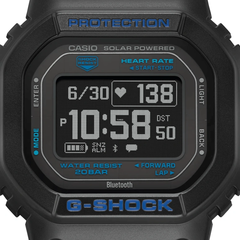 Casio,G-SHOCK 51.10x44.50mm,51.10x44.50mm,Bio-sourced,Black,Quartz,Chronograph,Moonphase,Month,Date,Hardlex,Square,DW,DW-H5600-1A2