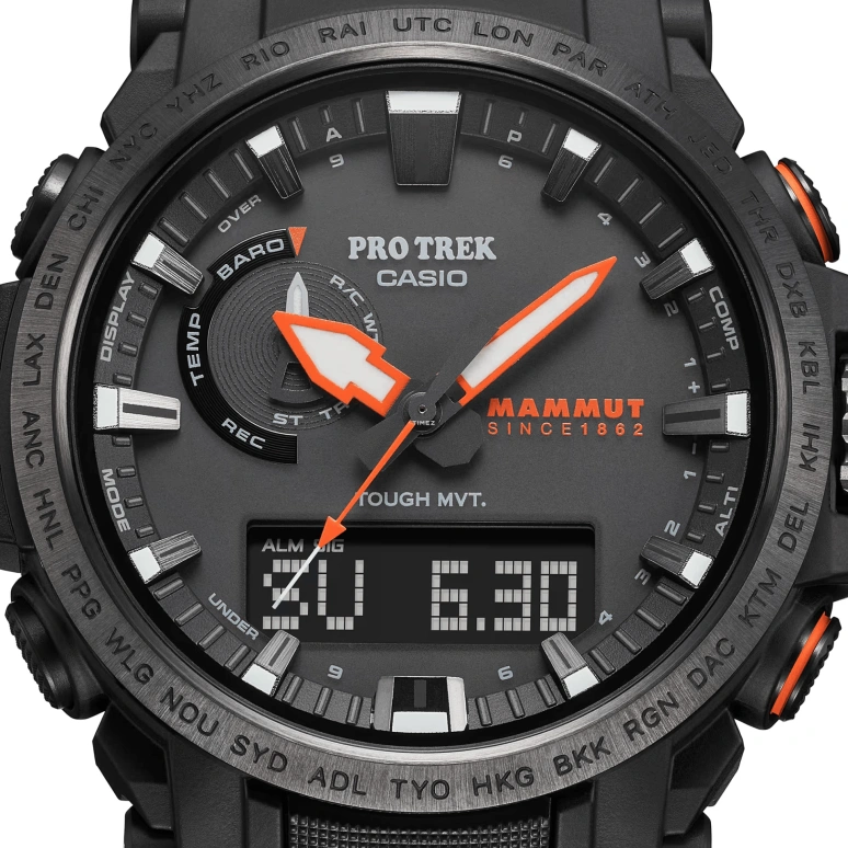 卡西欧,PROTREK 51x47.40毫米,51x47.40毫米,不锈钢,黑色,石英,倒计时,计时,月历,星期历,矿物水晶,圆形,PRW61MA,PRW61MA-1A