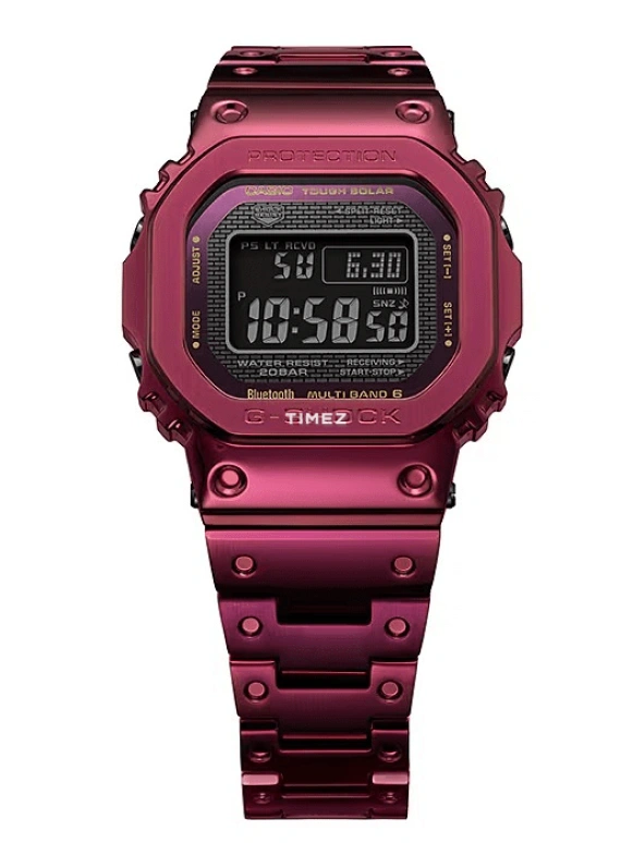 卡西欧,G-SHOCK 49.30x43.20毫米,49.30x43.20毫米,不锈钢,红色,石英,倒计时,计时,月历,星期历,矿物水晶,方形,GMWB5000RD,GMWB5000RD-4