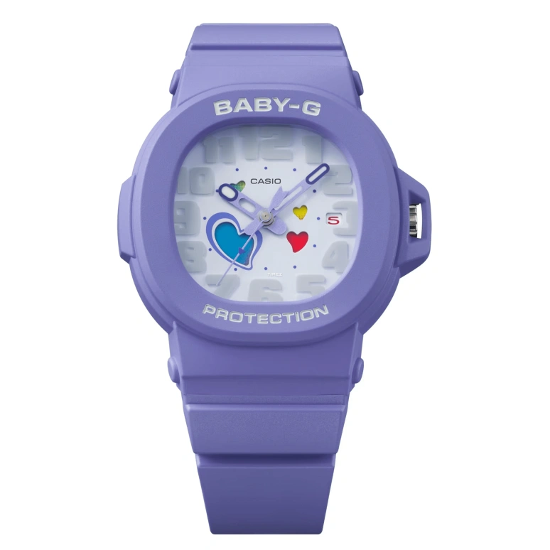 卡西欧,BABY-G 46.60x42.10毫米,46.60x42.10毫米,合成树脂,紫色,石英,日历,矿物水晶,BGA10,BGA10-6A