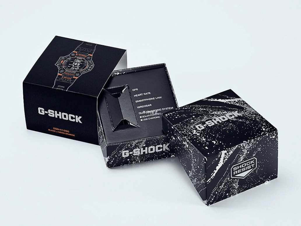 卡西欧,G-SHOCK 55毫米,55毫米,合成树脂,黑色,处理器,倒计时,计时,月历,星期历,矿物水晶,圆形,GBDH1000,GBDH1000-1A4