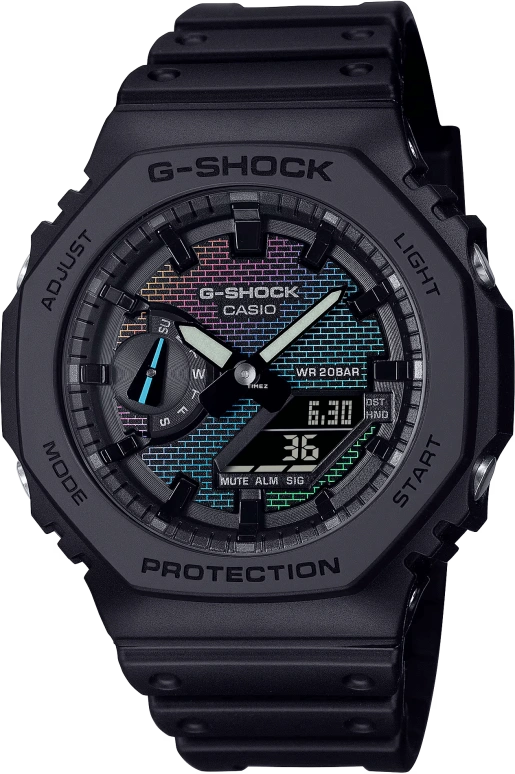 卡西欧,G-SHOCK 48.50x45.40毫米,48.50x45.40毫米,合成树脂,碳纤维,多色,石英,倒计时,计时,月历,星期历,矿物水晶,八角形,GA2100RW,GA2100RW-1A